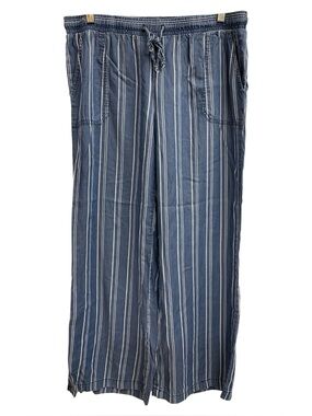 Standard Grace Casual Blue & White Vertical Stripe Wide Leg Pants Size M